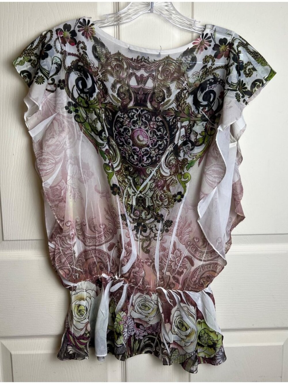 Design Works Floral Sheer Top - Picture 4 of 8